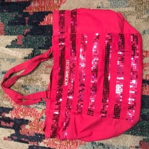 Pink Sequined Tote Bag